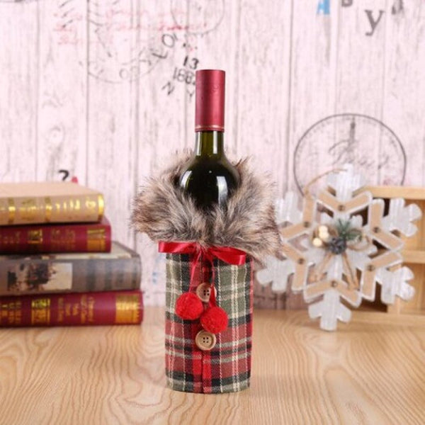 Christmas Red Wine Set Bow Bottle Cover Valentine