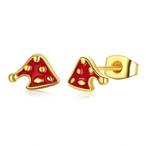 Christmas Oil Dripping Cap Earring Plated With Gold