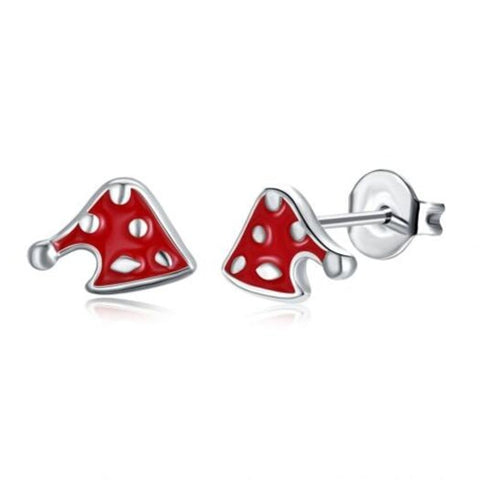 Christmas Oil Dripping Hat Earring Plated With Platinum Silver