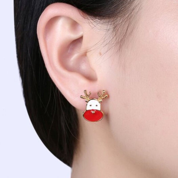 Christmas Oil Dripping Santa Claus Candle Earring Plated With Gold