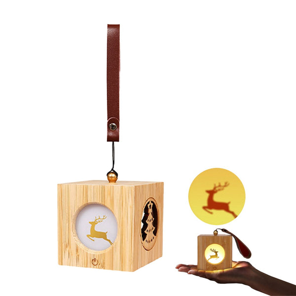 Christmas Party Projector Night Lamp Wood Cube Light Led Night Lights