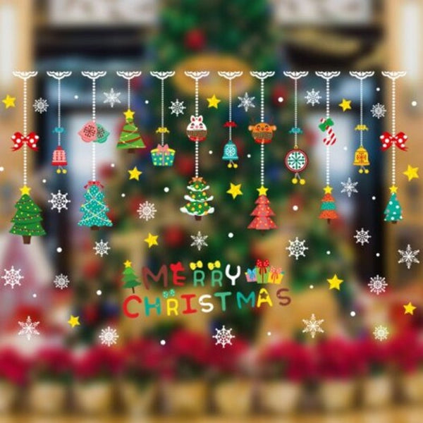 Christmas Pendant Gift Static Glass Background Decoration Removable Sticker Multi A 60X90cm