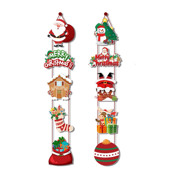 Christmas Porch Hanging Sign Xmas Door Banner Wall Tree Party Seasonal Decorations