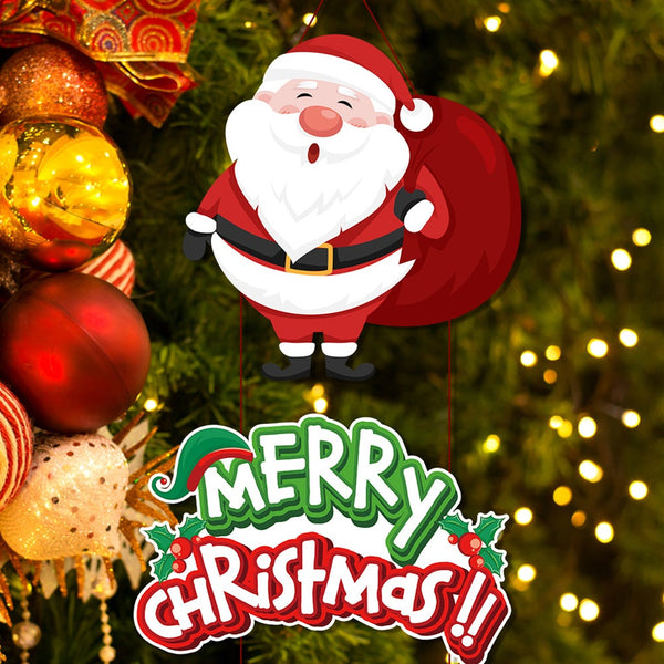 Christmas Porch Hanging Sign Xmas Door Banner Wall Tree Party Seasonal Decorations