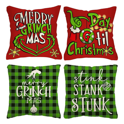 Christmas Print Throw Pillow Case Cartoon Cushion Cover Home Sofa Decor Gift Cushion Covers