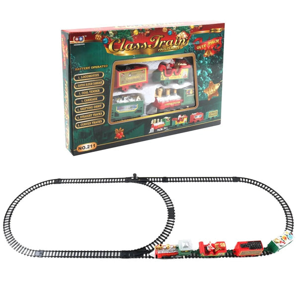 Christmas Realistic Electric Train Set Easy To Assemble Safe For Kids Gift Party Seasonal Decorations