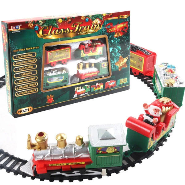 Christmas Realistic Electric Train Set,Easy To Ass-Emble & Safe For Kids Gift Party Home Xmas Tree Decoration