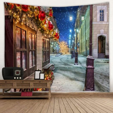 Christmas Scenery Creative Home Bedroom Living Room Decoration Tarpaulin Tapestry Beach Cushion Shooting Background Cloth Caramel W71 X L91 Inch