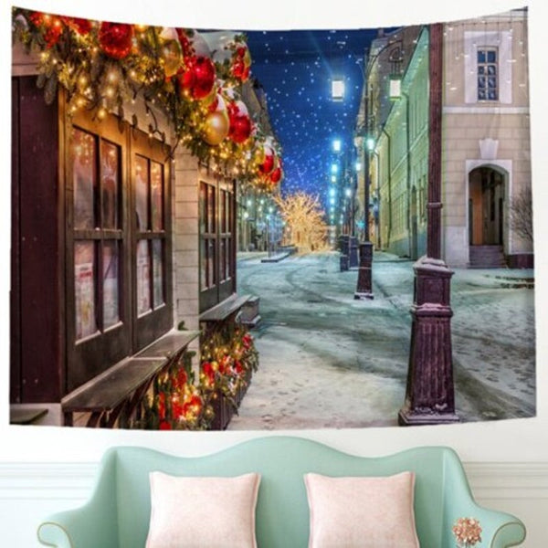 Christmas Scenery Creative Home Bedroom Living Room Decoration Tarpaulin Tapestry Beach Cushion Shooting Background Cloth Caramel W71 X L91 Inch