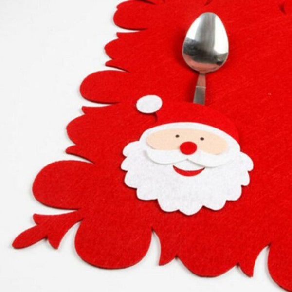 Christmas Series Cute Santa Claus Decor Placemat With Knife Fork Cover Party Decoration Supplies Lava Red