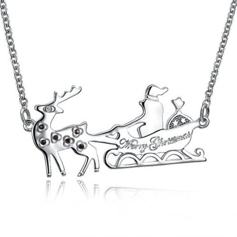 Christmas Series Necklace 18 Inch Sled Car Silver