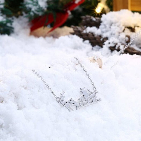 Christmas Series Necklace 18 Inch Sled Car Silver