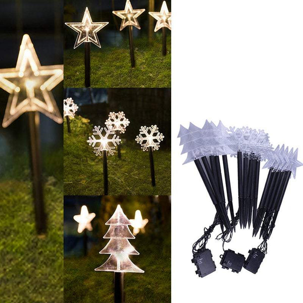 5Pcs Christmas Lights Led Solar Landscape Plug Star Tree Snowflake Outdoor Lawn Decor Decorative Lighting