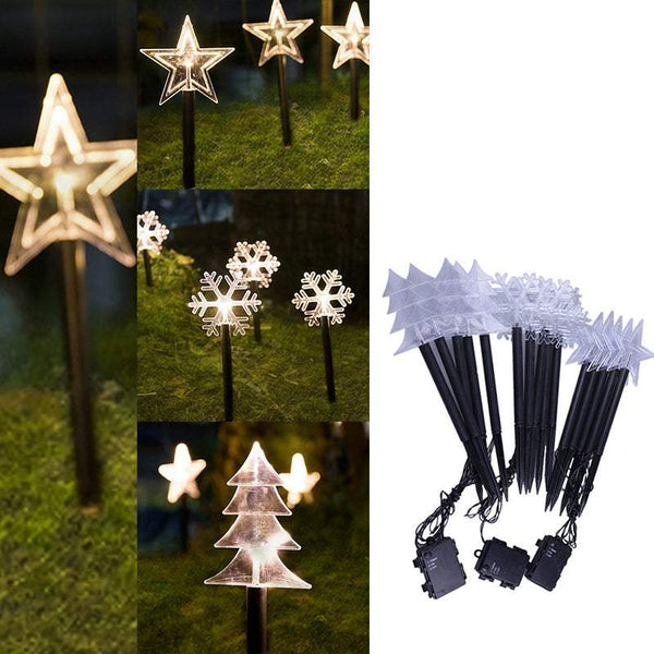 Garden Ground Lights Christmas Snowflake Star Tree Battery Powered