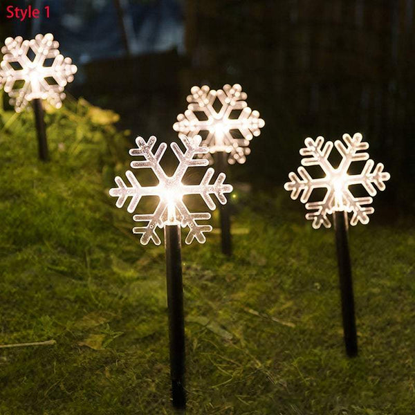 Garden Ground Lights Christmas Snowflake Star Tree Battery Powered