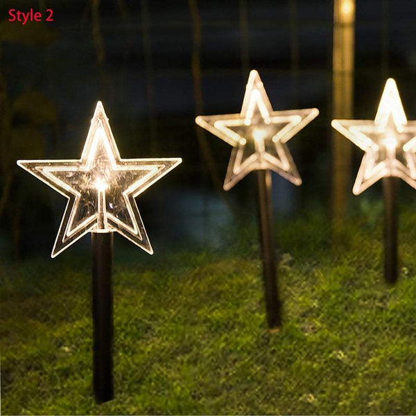 5Pcs Christmas Lights Led Solar Landscape Plug Star Tree Snowflake Outdoor Lawn Decor Decorative Lighting