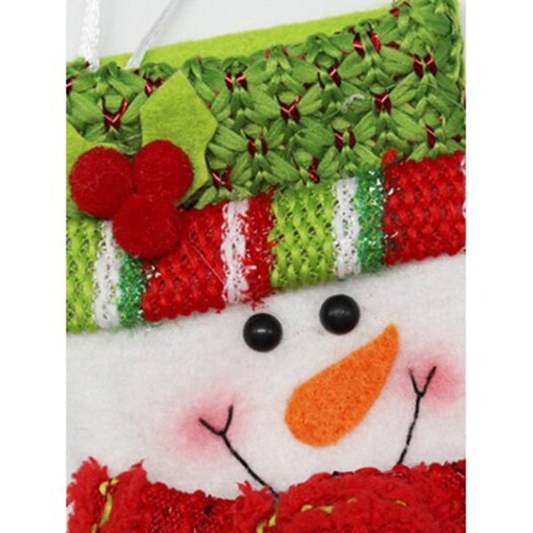 Christmas Snowman Xmas Tree Decor Hanging Present Bag Sock Red With White