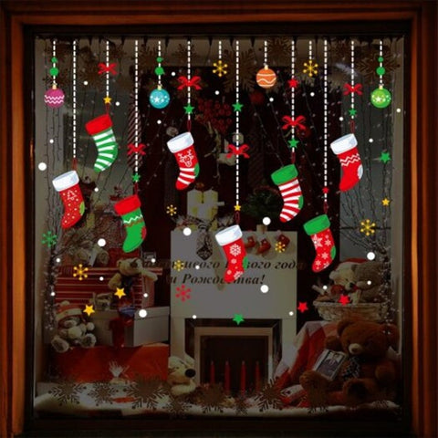 Christmas Socks Pvc Window Wall Sticker Multi