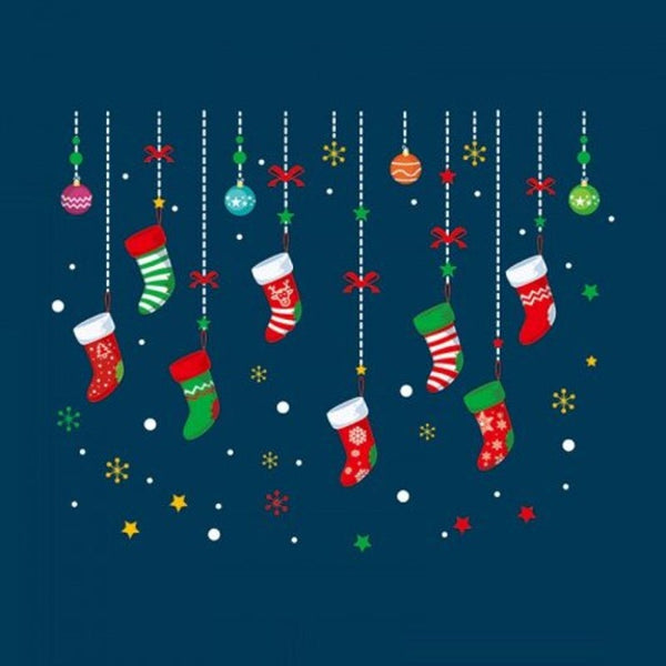 Christmas Socks Pvc Wall Sticker Multi Seasonal Decorations