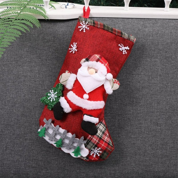Christmas Stockings Santa Candy Bag For Children Fireplace Tree Decoration