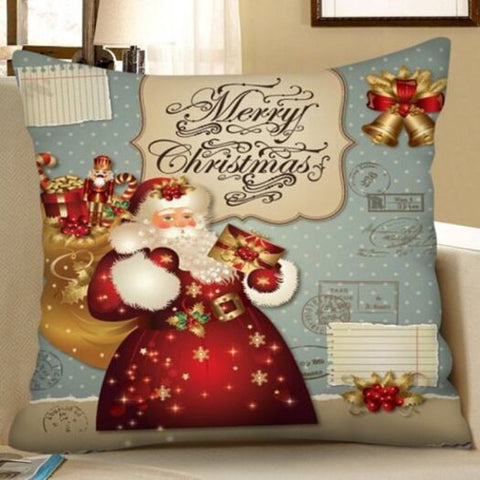 Christmas Style Digital Printing Square Pillow Case Sofa Cushion Cover Multi W18 X L18 Inch