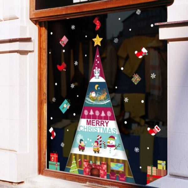 Christmas Tree Decoration Double Sided Removable Glass Sticker Multi A 60X90cm