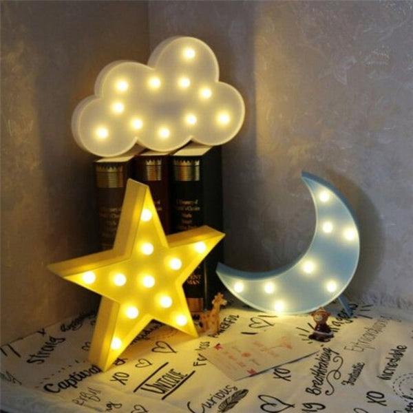 Christmas Tree Cloud Star Moon Led 3D Light Gift For Little One Children Bedroom Lamp Decoration Yellow Night Lights