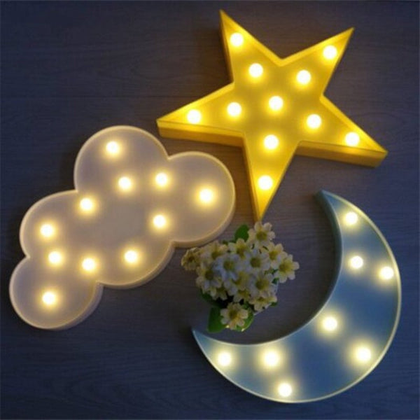 Christmas Tree Cloud Star Moon Led 3D Light Gift For Little One Children Bedroom Lamp Decoration Yellow Night Lights