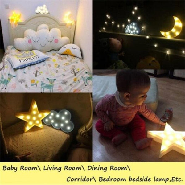 Christmas Tree Cloud Star Moon Led 3D Light Kids Gift For Baby Children Bedroom Lamp Decoration Yellow