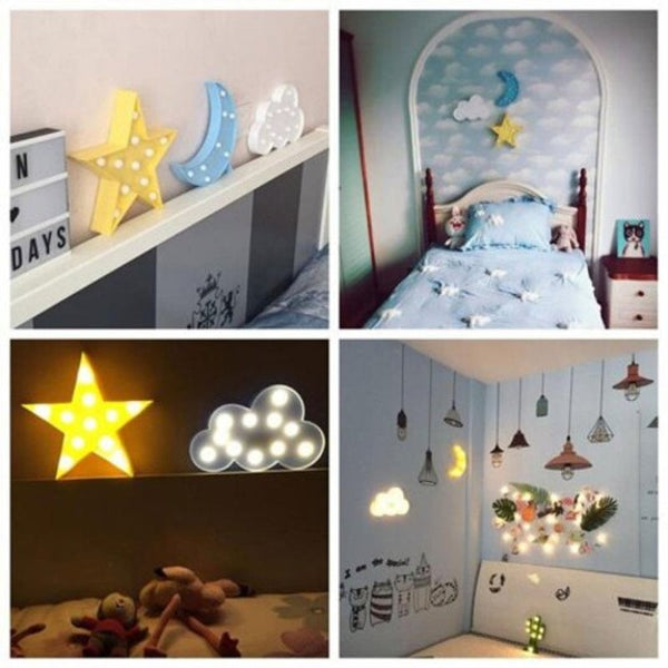 Christmas Tree Cloud Star Moon Led 3D Light Gift For Little One Children Bedroom Lamp Decoration Yellow Night Lights