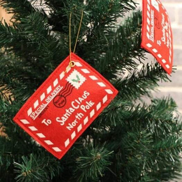 Christmas Tree Decorative Pendant Creative Blessing Card Decoration Non Woven Red Envelope 5Pcs Seasonal Decorations