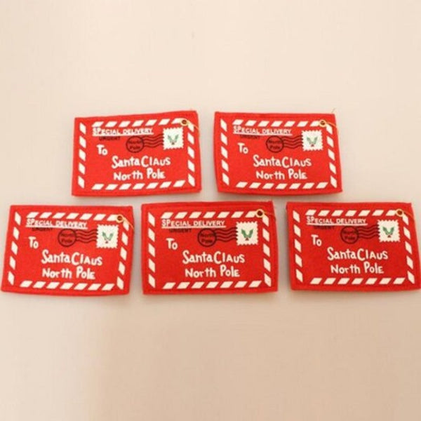 Christmas Tree Decorative Pendant Creative Blessing Card Decoration Non Woven Red Envelope 5Pcs Seasonal Decorations