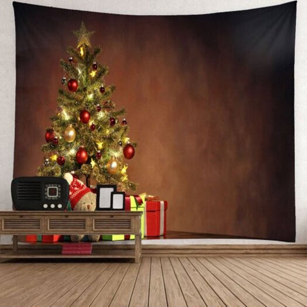 Christmas Tree Decor Lamp Window Backdrop Photo Customized Tapestry Colorful