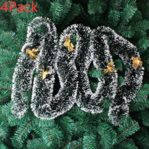 Christmas Tree Ribbon Decoration Gift Hair Strip Ink Green White Side With Bow And Plus 5 Golden Bows