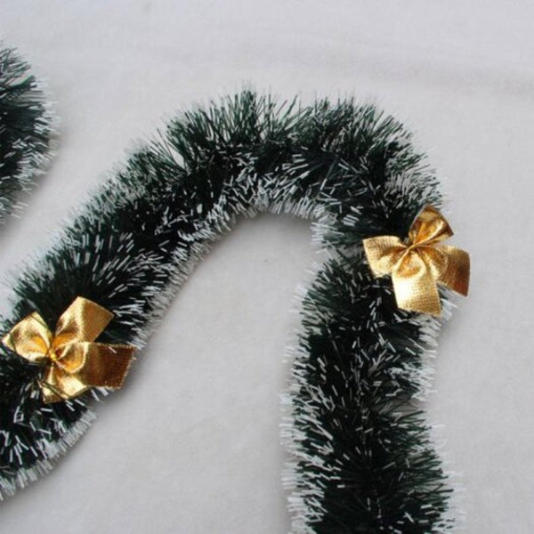 Christmas Tree Ribbon Decoration Gift Hair Strip Ink Green White Side With Bow And Plus 5 Golden Bows