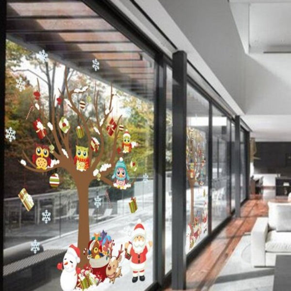 Christmas Tree Santa Claus Pattern Wall Sticker For Children's Room Bedroom Decoration Multi A