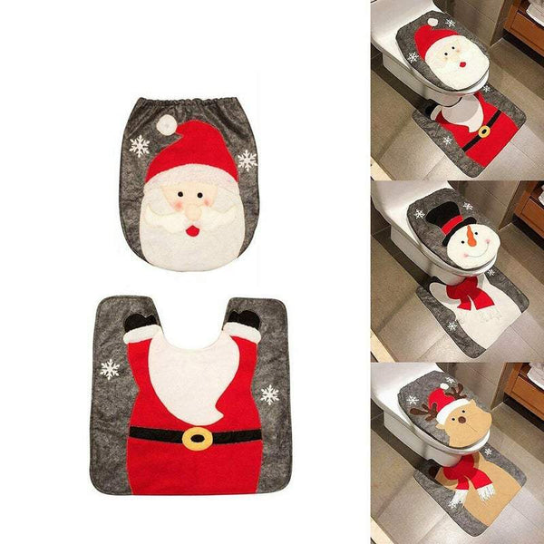 Non Slip Mats Christmas Bathroom Toilet Lid Floor Rug Decorations Door Mats & Floor Mats