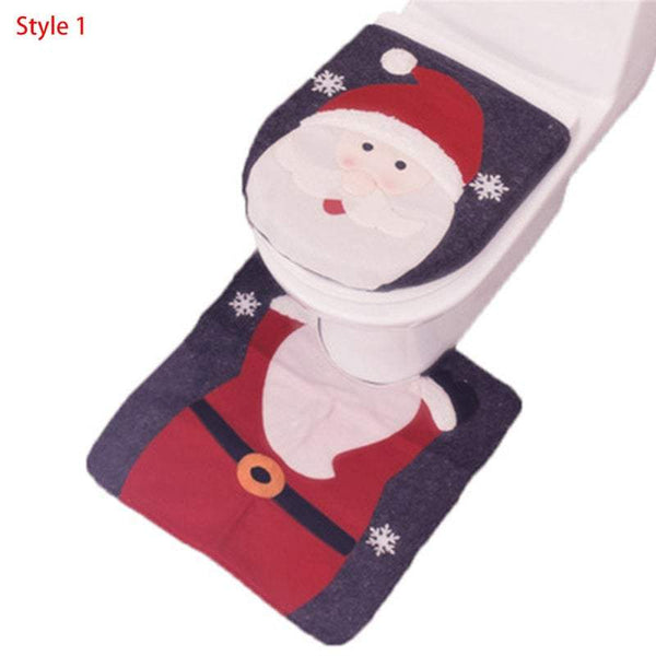 Non Slip Mats Christmas Bathroom Toilet Lid And Floor Rug Decorations