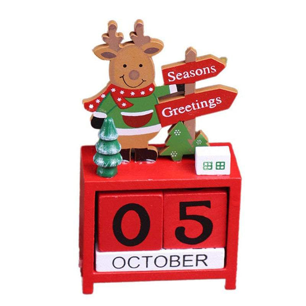 Christmas Ornaments Calendar Block Countdown Santa Claus Snowman Reindeer Seasonal Decorations