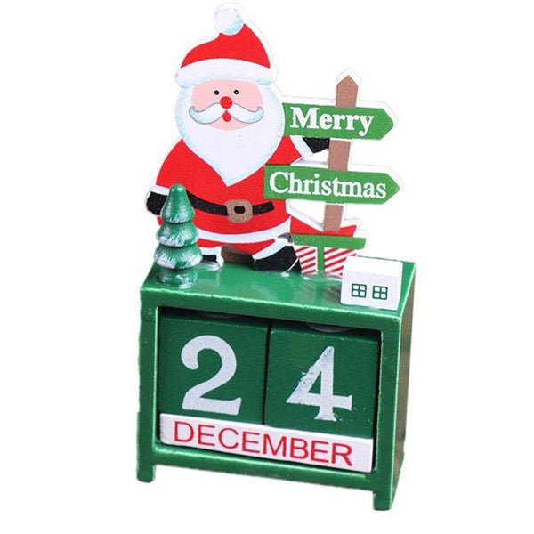 Christmas Ornaments Calendar Block Countdown Santa Claus Snowman Reindeer Seasonal Decorations