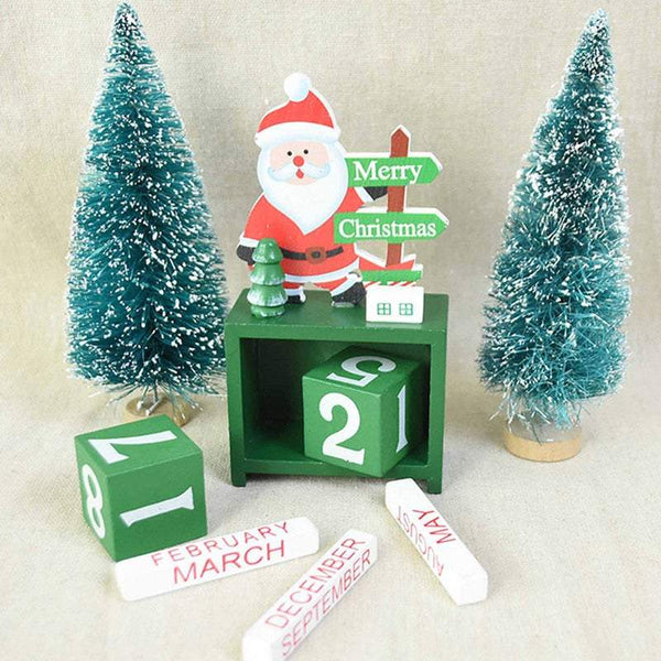 Christmas Ornaments Calendar Block Countdown Santa Claus Snowman Reindeer Seasonal Decorations