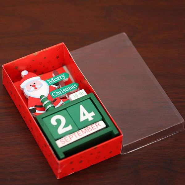 Christmas Ornaments Calendar Block Countdown Santa Claus Snowman Reindeer Seasonal Decorations