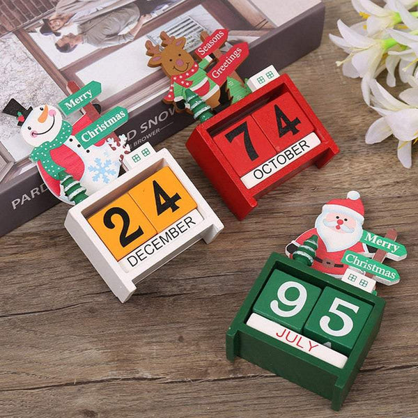 Christmas Ornaments Calendar Block Countdown Santa Claus Snowman Reindeer Seasonal Decorations