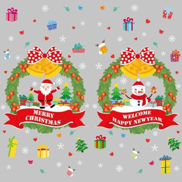 Christmas Wreath Electrostatic Glass Background Decorative Removable Sticker Multi A 60X90cm
