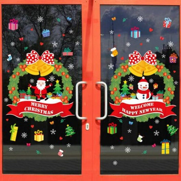 Christmas Wreath Electrostatic Glass Background Decorative Removable Sticker Multi A 60X90cm