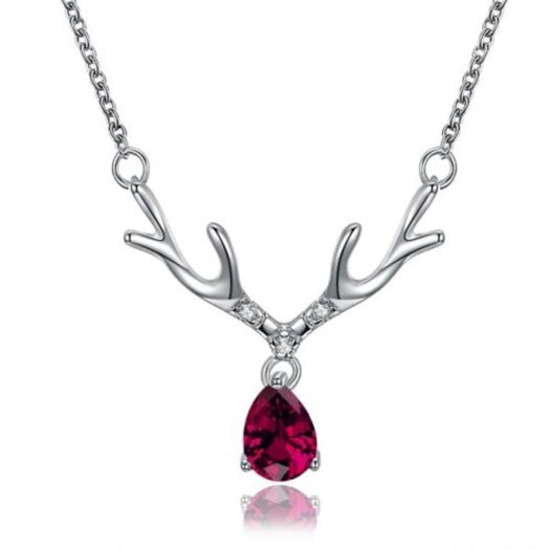 Veile Studios Christmas Zircon Necklace Antler Silver Necklaces & Pendants
