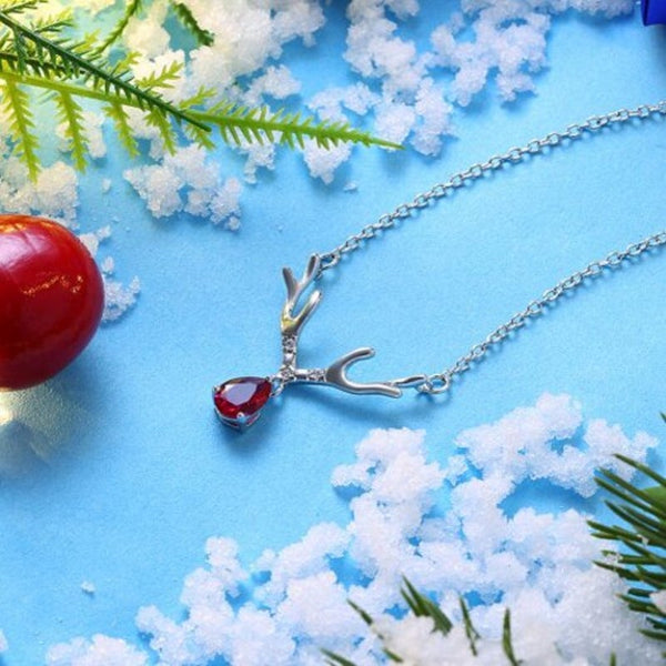 Veile Studios Christmas Zircon Necklace Antler Silver Necklaces & Pendants