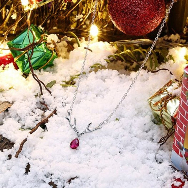 Veile Studios Christmas Zircon Necklace Antler Silver Necklaces & Pendants