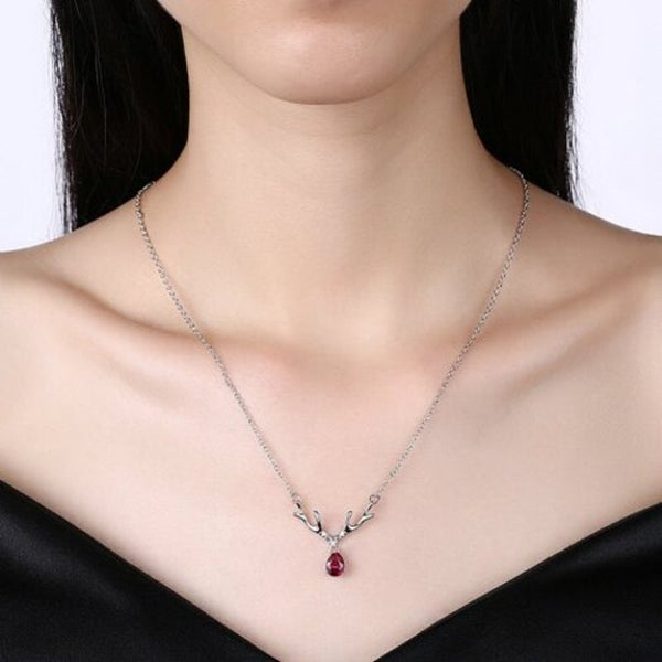 Veile Studios Christmas Zircon Necklace Antler Silver Necklaces & Pendants