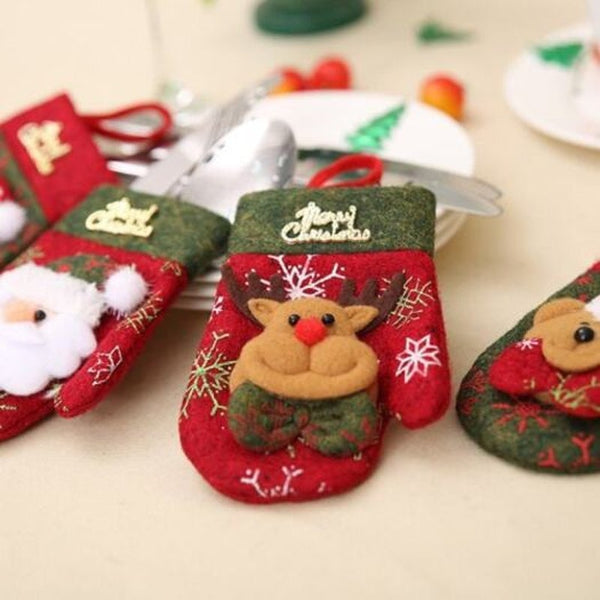 Christmas286 Gloves Shaped Cutlery Cover For Decoration Multi